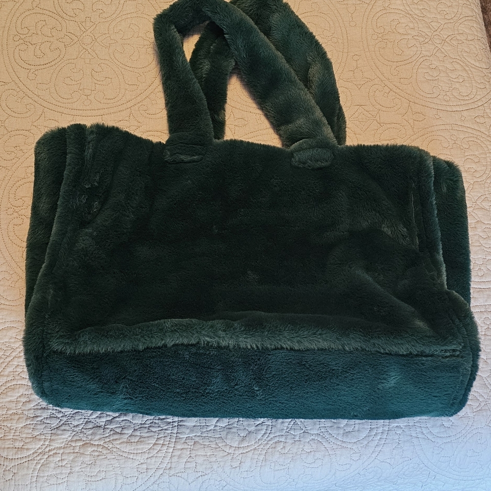 Elegant Green Velvet Tote Bag